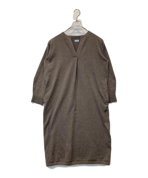 KUMIKYOKU（クミキョク）KUMIKYOKU (クミキョク) キーネックニット ワンピース　OPWXGW6470 ブラウン サイズ:3の古着・服飾アイテム