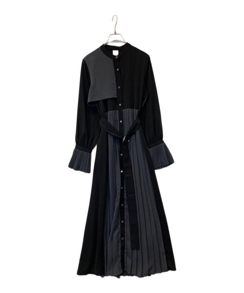 HARE（ハレ）HARE (ハレ) アシンメトリー配色プリーツワンピース　HAL07103AK ブラック×グレー サイズ:FREEの古着・服飾アイテム