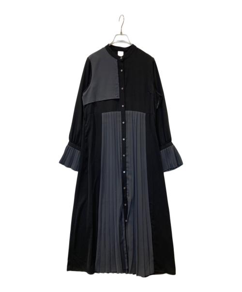 HARE（ハレ）HARE (ハレ) アシンメトリー配色プリーツワンピース　HAL07103AK ブラック×グレー サイズ:FREEの古着・服飾アイテム