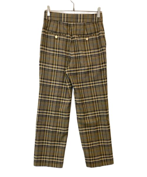 green label relaxing（グリーンレーベルリラクシング）green label relaxing (グリーンレーベルリラクシング) リオペル カラー チェック ストレート パンツ イエロー サイズ:40の古着・服飾アイテム