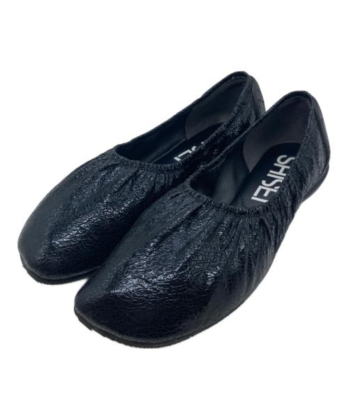 SHISEI（シセイ）SHISEI (シセイ) GATHER BALLET METALIC（ギャザーバレエメタリック）43027O ブラック サイズ:37の古着・服飾アイテム