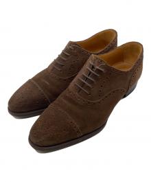 Oriental shoemaker（オリエンタルシューメーカー）の古着「スウェードセミブローグストレートチップシューズ」｜ブラウン