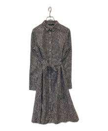 marimekko（マリメッコ）の古着「波模様シャツワンピース　161649」｜ブラック