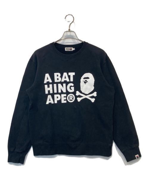 A BATHING APE（ア ベイシング エイプ）A BATHING APE (ア ベイシング エイプ) CROSSBONE CREWNECK クロスボーン クルーネック 004SWH701001M ブラック サイズ:XLの古着・服飾アイテム