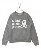 A BATHING APEア ベイシング エイプ）の古着「CROSSBONE CREWNECK クロスボーン・クルーネック 004SWH701001M」｜グレー