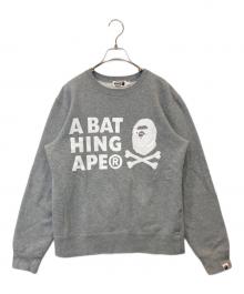 A BATHING APE（ア ベイシング エイプ）の古着「CROSSBONE CREWNECK クロスボーン・クルーネック 004SWH701001M」｜グレー