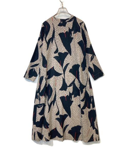 Pal'las Palace（パラスパレス）Pal'las Palace (パラスパレス) 総柄ウールワンピース ネイビー サイズ:3の古着・服飾アイテム