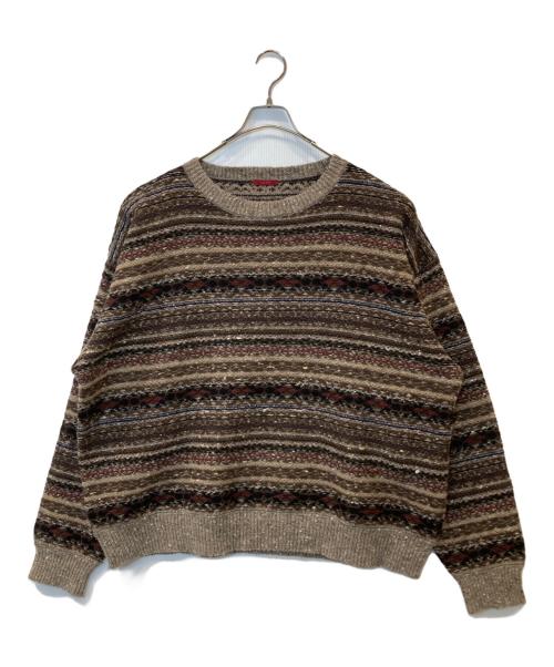 leno（リノ）leno (リノ) 総柄ニット H2102-K006 ブラウン サイズ:FREEの古着・服飾アイテム