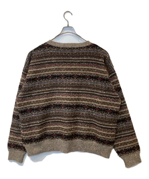 leno（リノ）leno (リノ) 総柄ニット H2102-K006 ブラウン サイズ:FREEの古着・服飾アイテム