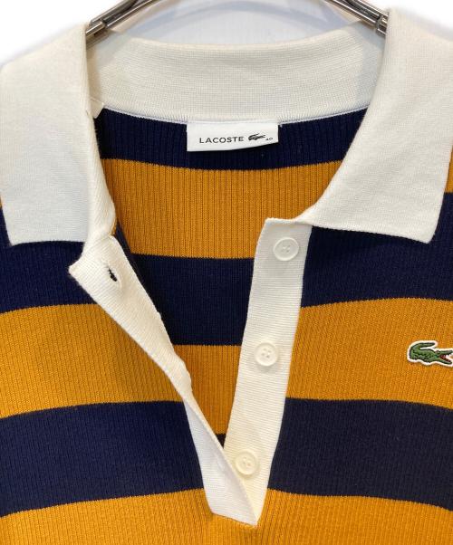 LACOSTE（ラコステ）LACOSTE (ラコステ) ボーダーリブニットポロドレス EF0721 オレンジ×ネイビー サイズ:40の古着・服飾アイテム