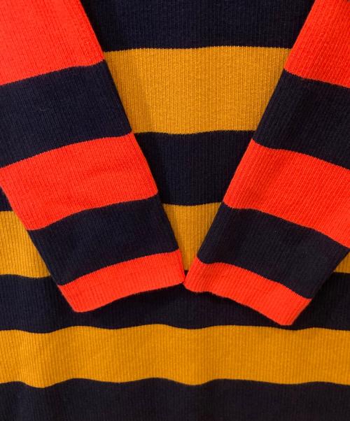 LACOSTE（ラコステ）LACOSTE (ラコステ) ボーダーリブニットポロドレス EF0721 オレンジ×ネイビー サイズ:40の古着・服飾アイテム