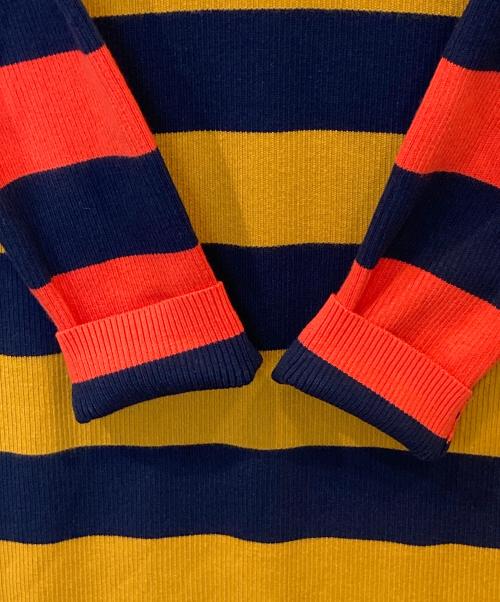 LACOSTE（ラコステ）LACOSTE (ラコステ) ボーダーリブニットポロドレス EF0721 オレンジ×ネイビー サイズ:40の古着・服飾アイテム