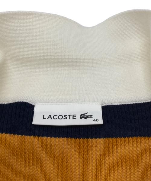 LACOSTE（ラコステ）LACOSTE (ラコステ) ボーダーリブニットポロドレス EF0721 オレンジ×ネイビー サイズ:40の古着・服飾アイテム