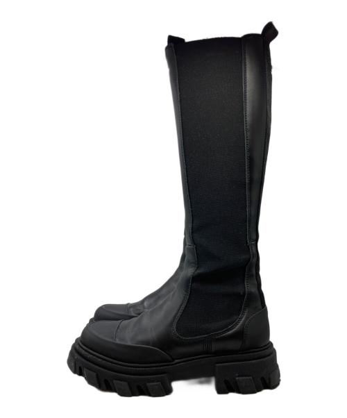 GANNI（ガニー）GANNI (ガニー) High Chelsea Boot Black Stitch（ハイチェルシーブーツ ブラックステッチ）　S1922 ブラック サイズ:38の古着・服飾アイテム