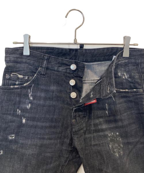 DSQUARED2（ディースクエアード）DSQUARED2 (ディースクエアード) 加工デニムパンツ　S71LB0125 S30400 ブラック サイズ:44の古着・服飾アイテム