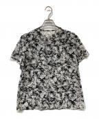ANAYIアナイ）の古着「シャドーフラワープリントラッフル ブラウス　102327-13-160-95-380」｜ブラック×ホワイト