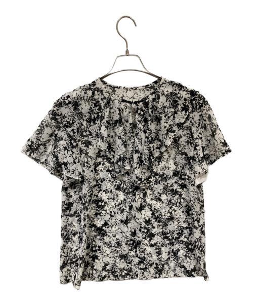 ANAYI（アナイ）ANAYI (アナイ) シャドーフラワープリントラッフル ブラウス　102327-13-160-95-380 ブラック×ホワイト サイズ:38 未使用品の古着・服飾アイテム