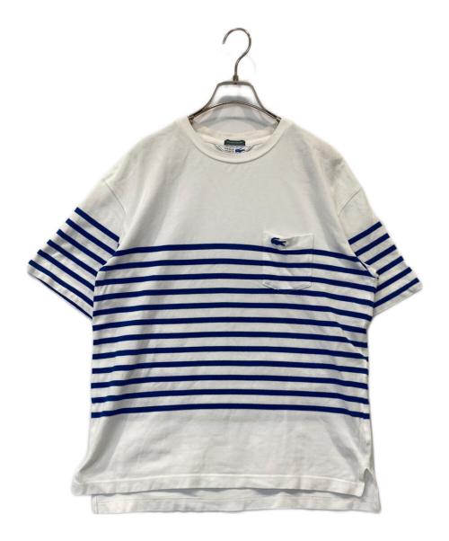 LACOSTE（ラコステ）LACOSTE (ラコステ) ボーダーTシャツ TH142PL ホワイト×ブルー サイズ:4の古着・服飾アイテム