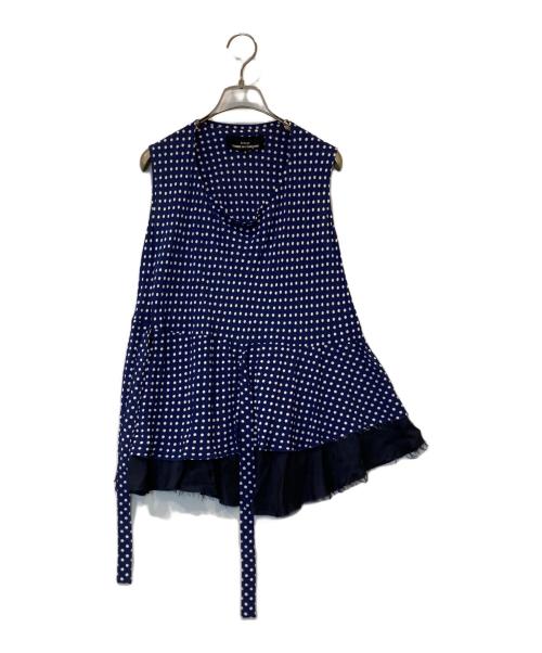 COMME des GARCONS tricot（コムデギャルソントリコ）COMME des GARCONS tricot (コムデギャルソントリコ) ノースリードットブブラウス　TQ-B032 ネイビー サイズ:Sの古着・服飾アイテム