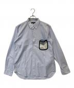 COMME des GARCONS HOMME PLUSコムデギャルソンオムプリュス）の古着「ベアブリック付ストライプシャツ　PE-B019」｜ブルー
