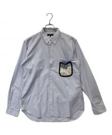 COMME des GARCONS HOMME PLUS（コムデギャルソンオムプリュス）の古着「ベアブリック付ストライプシャツ　PE-B019」｜ブルー