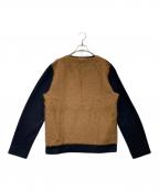 MARNIマルニ）の古着「ファーパネル切替スウェット」｜ブラウン×ネイビー
