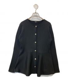 PLST（プラステ）の古着「ホールガーメント ぺプラム カーディガン」｜ブラック