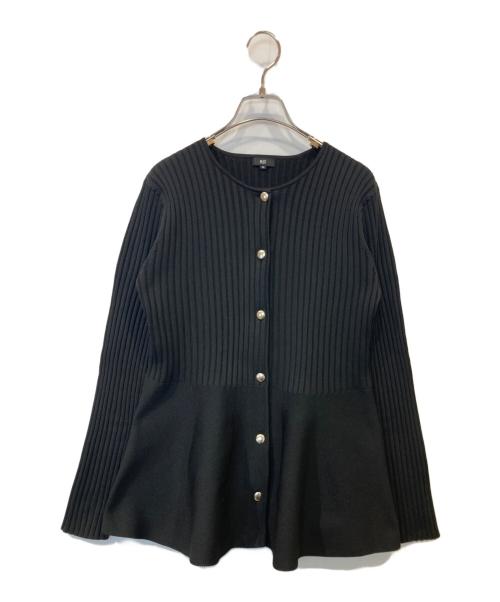 PLST（プラステ）PLST (プラステ) ホールガーメント ぺプラム カーディガン ブラック サイズ:Mの古着・服飾アイテム