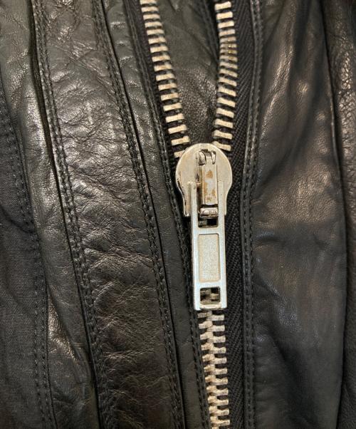 RICK OWENS（リックオウエンス）RICK OWENS (リックオウエンス) leather switching riders jacket（レザー製スイッチングライダースジャケット）　RU8790 ブラック サイズ:Mの古着・服飾アイテム