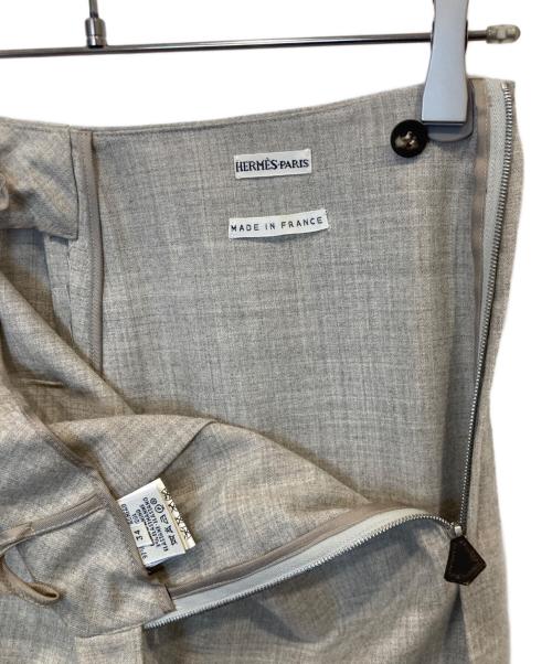 HERMES（エルメス）HERMES (エルメス) ウールスリットスカート グレージュ サイズ:34の古着・服飾アイテム