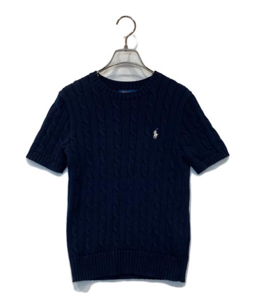 POLO RALPH LAUREN（ポロ・ラルフローレン）POLO RALPH LAUREN (ポロ・ラルフローレン) 半袖ケーブルニット ネイビー サイズ:XSの古着・服飾アイテム