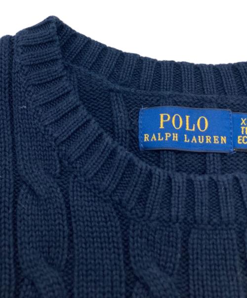 POLO RALPH LAUREN（ポロ・ラルフローレン）POLO RALPH LAUREN (ポロ・ラルフローレン) 半袖ケーブルニット ネイビー サイズ:XSの古着・服飾アイテム