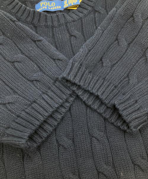 POLO RALPH LAUREN（ポロ・ラルフローレン）POLO RALPH LAUREN (ポロ・ラルフローレン) 半袖ケーブルニット ネイビー サイズ:XSの古着・服飾アイテム