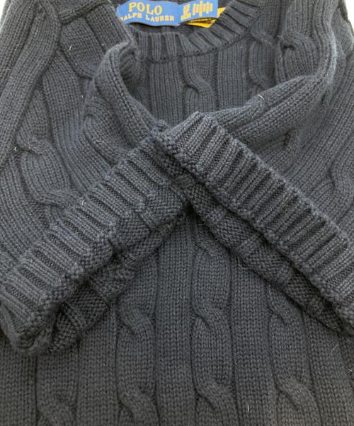 POLO RALPH LAUREN（ポロ・ラルフローレン）POLO RALPH LAUREN (ポロ・ラルフローレン) 半袖ケーブルニット ネイビー サイズ:XSの古着・服飾アイテム
