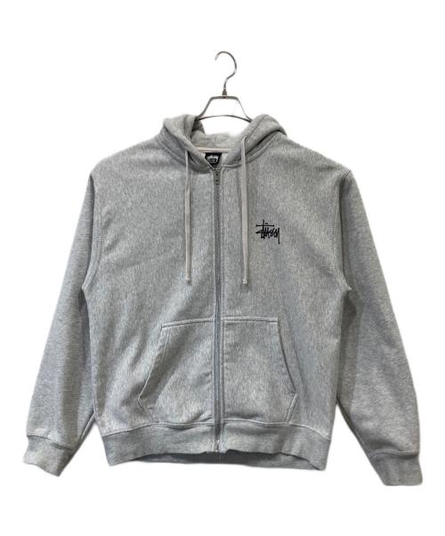 stussy（ステューシー）stussy (ステューシー) ベーシックロゴプリントジップパーカー グレー サイズ:Mの古着・服飾アイテム