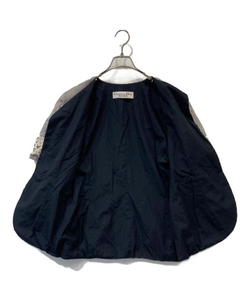 Christian Dior（クリスチャン ディオール）Christian Dior (クリスチャン ディオール) ノーカラージャケット ブラック×ホワイト サイズ:7の古着・服飾アイテム