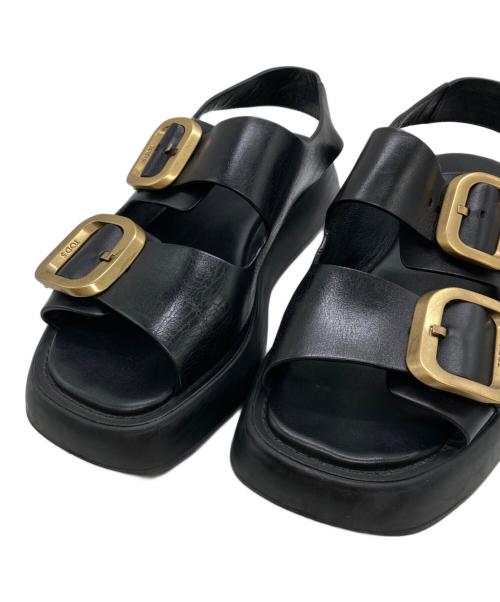 TOD'S（トッズ）TOD'S (トッズ) ダブルバックルサンダル ブラック サイズ:36 1/2の古着・服飾アイテム