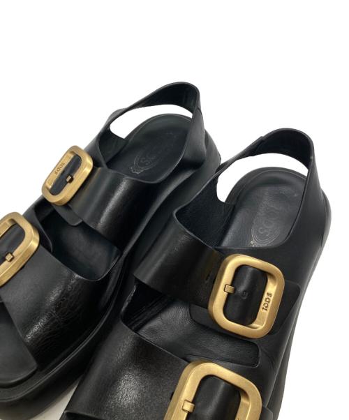 TOD'S（トッズ）TOD'S (トッズ) ダブルバックルサンダル ブラック サイズ:36 1/2の古着・服飾アイテム