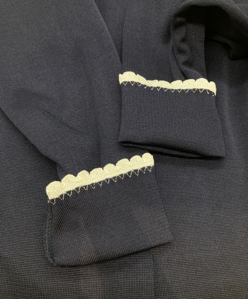 Jolie mignon（ジョリ―ミニョン）JOLIE MIGNON (ジョリ―ミニョン) ストレッチ 編み襟付きカーディガン JM2245BC ネイビー サイズ:38の古着・服飾アイテム