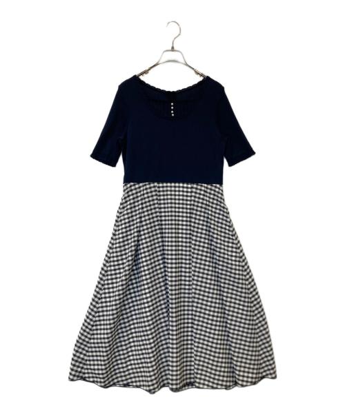 Jolie mignon（ジョリ―ミニョン）JOLIE MIGNON (ジョリ―ミニョン) ギンガムチェック ドッキングワンピース jm1270bd ネイビー サイズ:38の古着・服飾アイテム