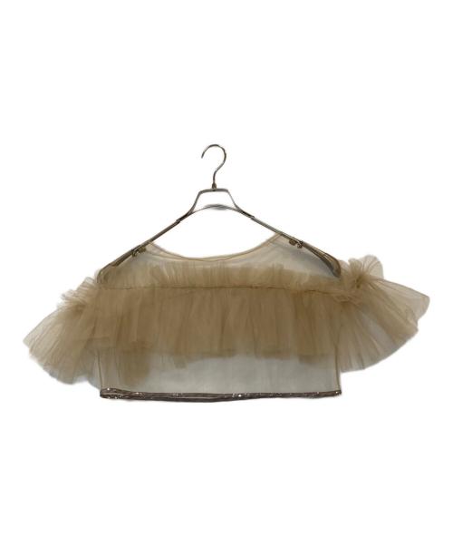 LeJa（レジャ）Leja (レジャ) チュールフリルボレロペイントマーメイドワンピースドレス LJES524324 ベージュ サイズ:Lの古着・服飾アイテム