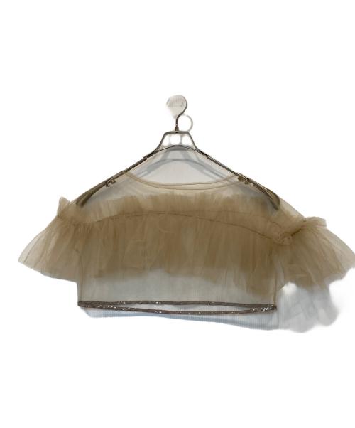 LeJa（レジャ）Leja (レジャ) チュールフリルボレロペイントマーメイドワンピースドレス LJES524324 ベージュ サイズ:Lの古着・服飾アイテム