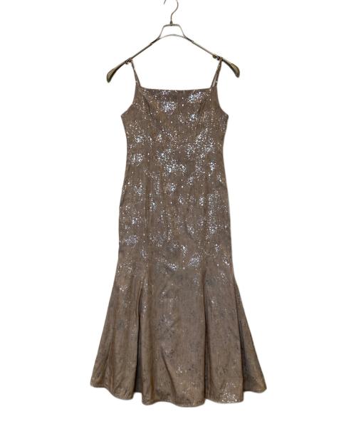 LeJa（レジャ）Leja (レジャ) チュールフリルボレロペイントマーメイドワンピースドレス LJES524324 ベージュ サイズ:Lの古着・服飾アイテム