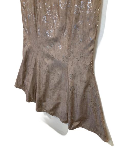 LeJa（レジャ）Leja (レジャ) チュールフリルボレロペイントマーメイドワンピースドレス LJES524324 ベージュ サイズ:Lの古着・服飾アイテム