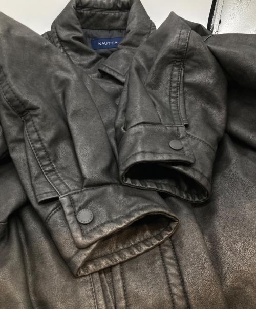 NAUTICA（ノーティカ）NAUTICA (ノーティカ) Faded Vegan Leather Blouson フェイディッド ヴィーガン レザー ブルゾン 243-1553 ブラック サイズ:Mの古着・服飾アイテム