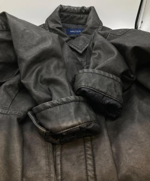 NAUTICA（ノーティカ）NAUTICA (ノーティカ) Faded Vegan Leather Blouson フェイディッド ヴィーガン レザー ブルゾン 243-1553 ブラック サイズ:Mの古着・服飾アイテム