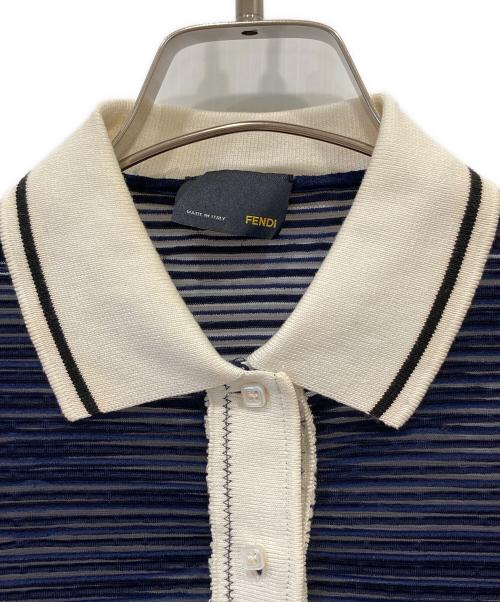 FENDI（フェンディ）FENDI (フェンディ) シースルーポロシャツ　FT5275 ネイビー サイズ:40の古着・服飾アイテム