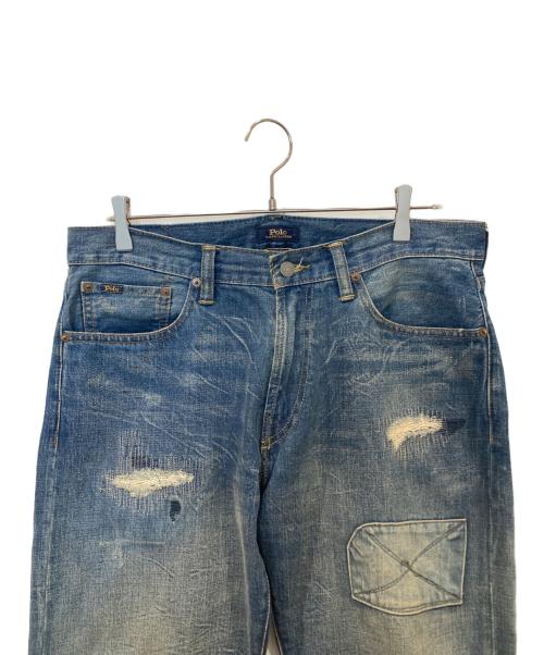 POLO RALPH LAUREN（ポロ・ラルフローレン）POLO RALPH LAUREN (ポロ・ラルフローレン) パッチワーク加工デニムパンツ インディゴ サイズ:33×32の古着・服飾アイテム