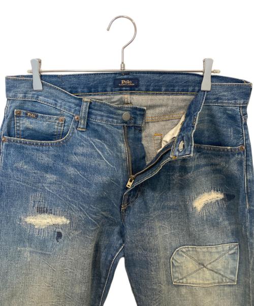 POLO RALPH LAUREN（ポロ・ラルフローレン）POLO RALPH LAUREN (ポロ・ラルフローレン) パッチワーク加工デニムパンツ インディゴ サイズ:33×32の古着・服飾アイテム