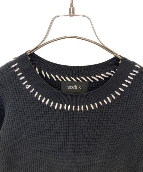 soduk（スドーク）soduk (スドーク) thermalknit pullover perverze pamm サーマルニット プルオーバー パーバーズ パム ブラック サイズ:FREEの古着・服飾アイテム